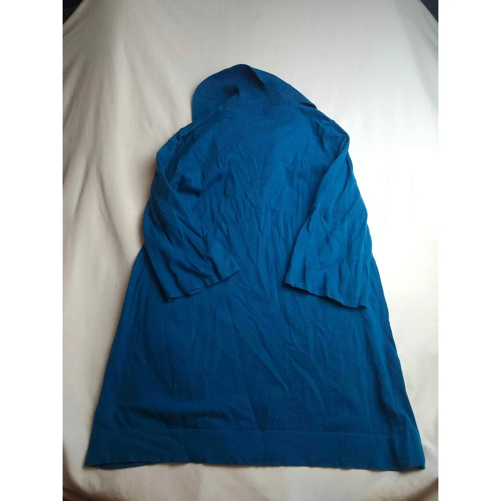 Style & Co Womens Blue Cowl Neck 3/4 Sleeve Tunic Sweater Large Cotton Blend